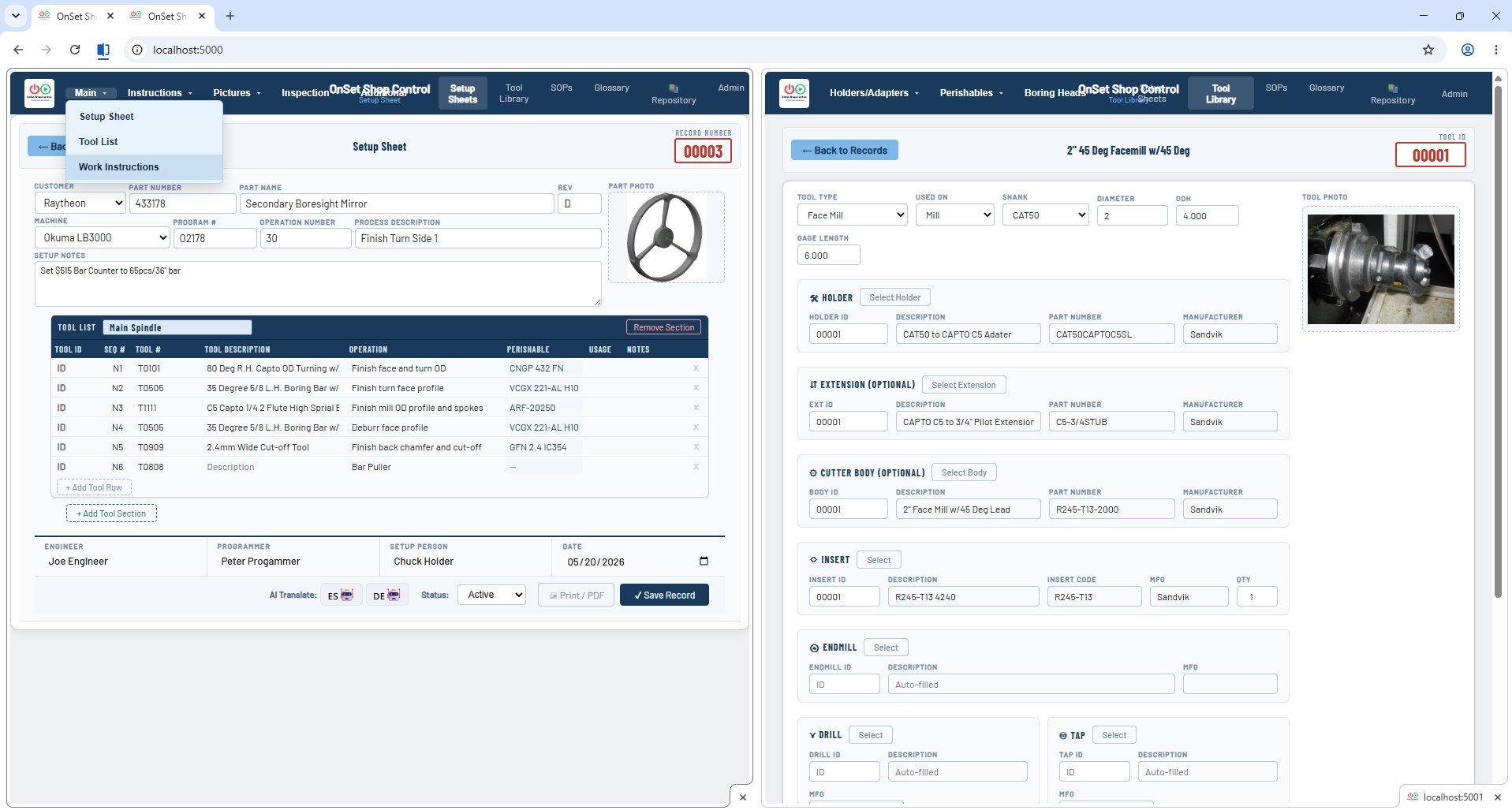 OnSet Shop Control Split Screen